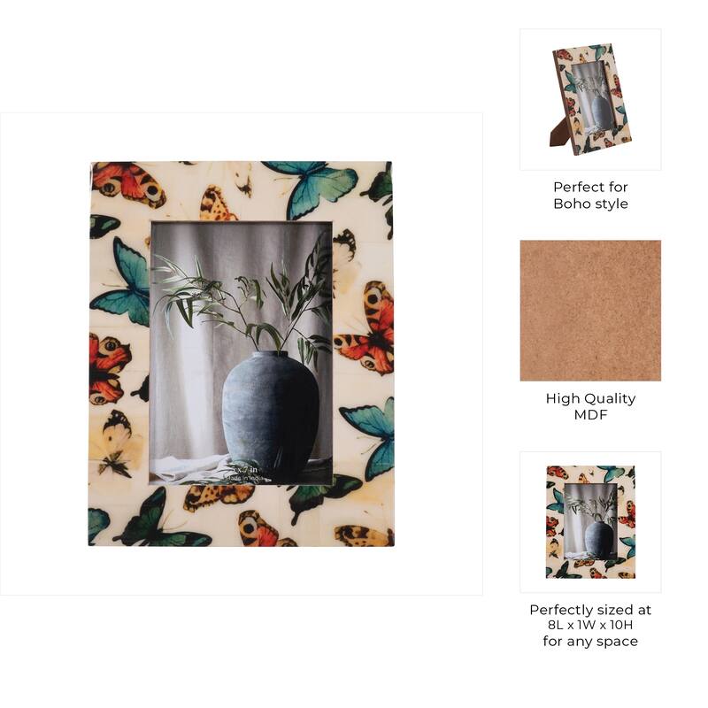 Sagebrook Home Wood and Resin Picture Frame - Decorative Polyresin MDF Design
