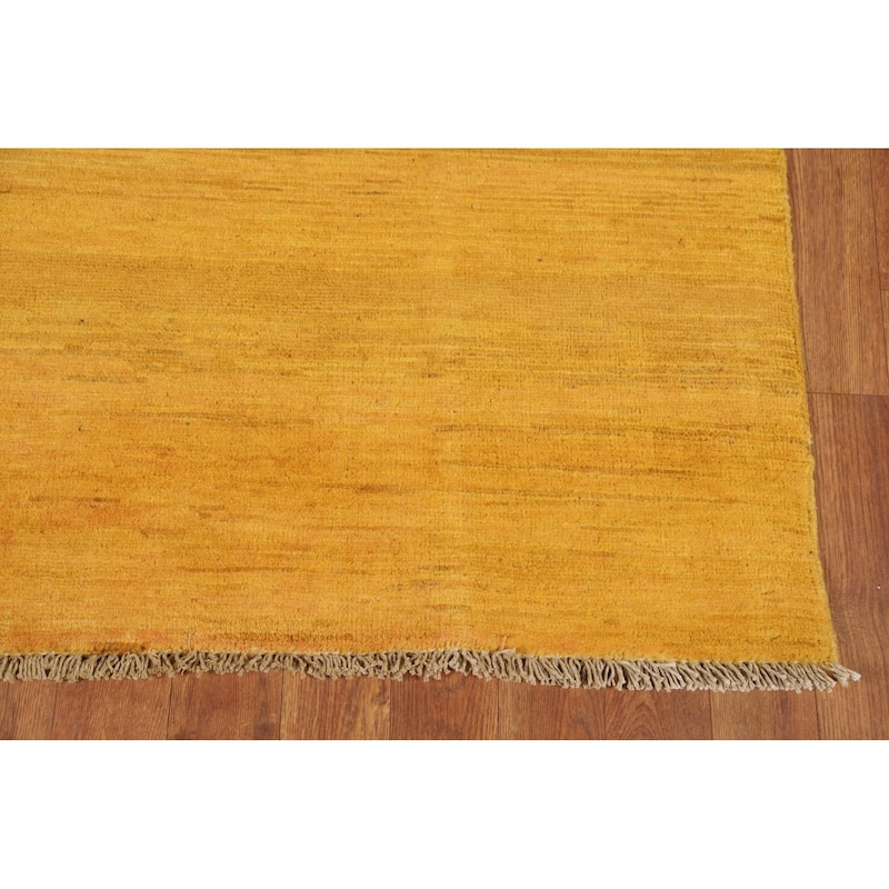 Yellow Gabbeh Oriental Foyer Rug Hand-Knotted Wool Carpet - 3'3"x 3'10"
