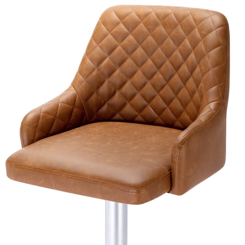 Javlergo Bar Stools Set of 2 Adjustable Swivel PU Leather Counter Height Barstools with Arm and Back