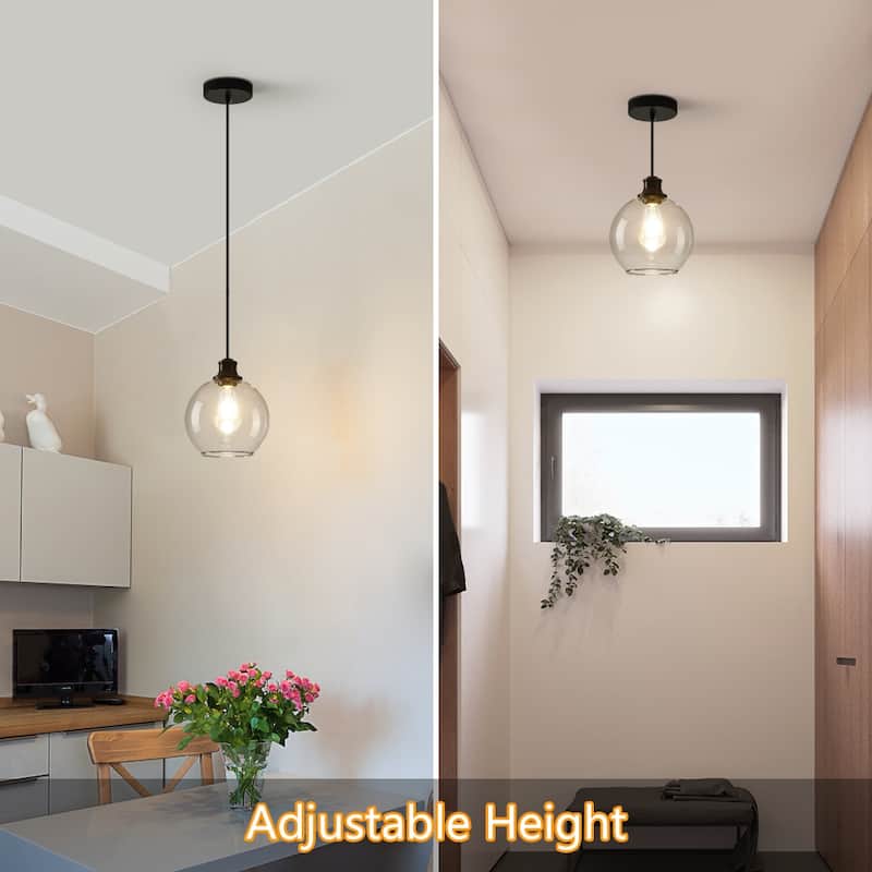 Starsky 1-Light 9in. Modern Globe Single Clear Glass Pendant Light