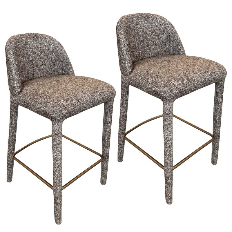 Modern Fabric and Metal 26" Counter Stool, Set of 2