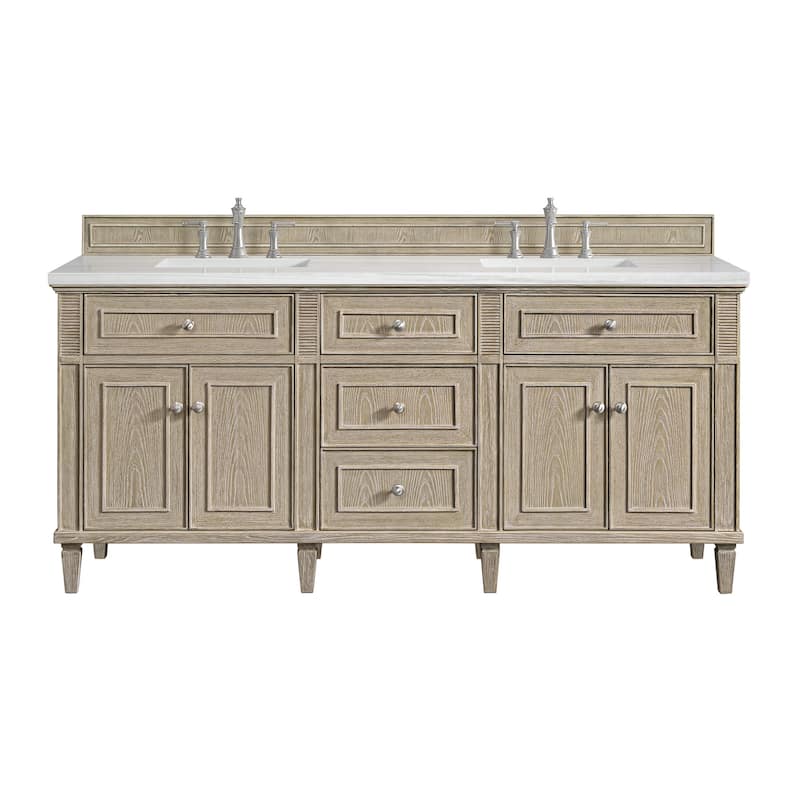 James Martin Vanities 424-V72-3AF Lorelai 72" Double Basin Wood Vanity - Whitewashed Oak - Oak Finish