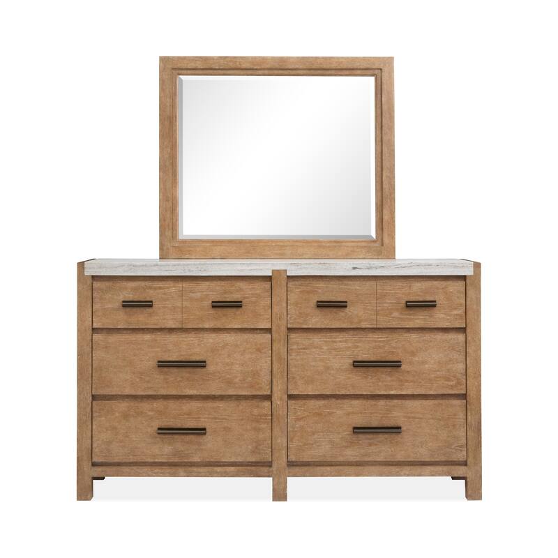 Magnussen Home Plum Creek Sierra Brown Drawer Dresser with Landscape Mirror