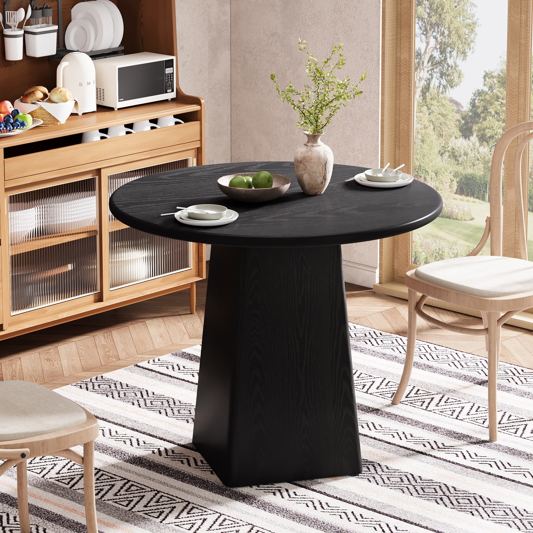 Round Dining Room Table, Farmhouse Kitchen Table for Dining/Living Room