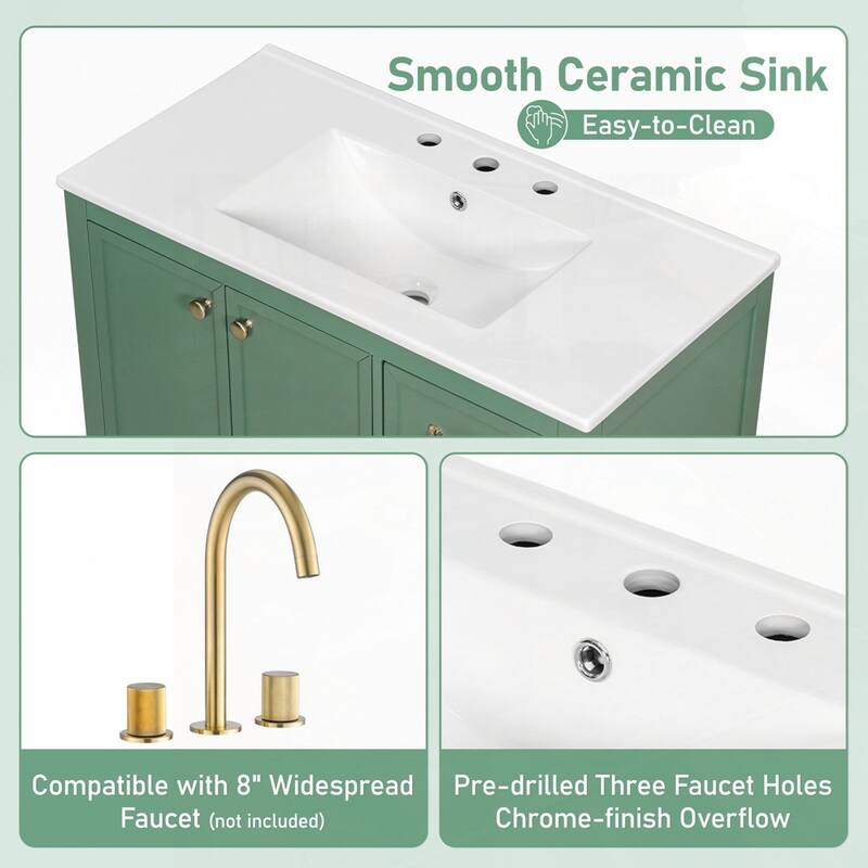 Bathroom Vanity with Sink and Bathroom Cabinet with Soft-Closing Door