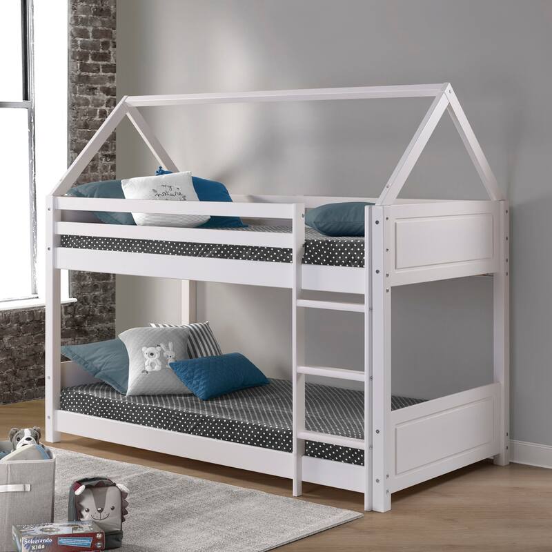 Linon Gloria Twin over Twin House Bunk Bed - White