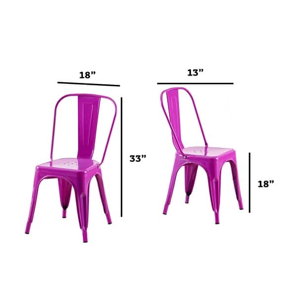 dimension image slide 2 of 4, Industrial Metal 18 Inch Stackable Dining Chair Set