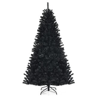 7ft Black Artificial Tree Hinged Halloween Christmas Tree