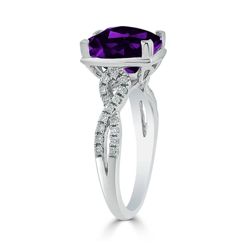 Auriya 2 1/3ct Cushion-cut Purple Amethyst and Diamond Engagement Ring 1/5ctw 14kt Gold