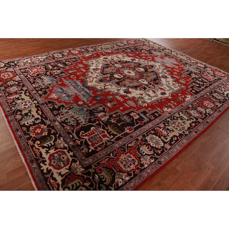 Vegetable Dye Heriz Oriental Area Rug Hand-Knotted Wool Carpet - 10'1"x 13'4"