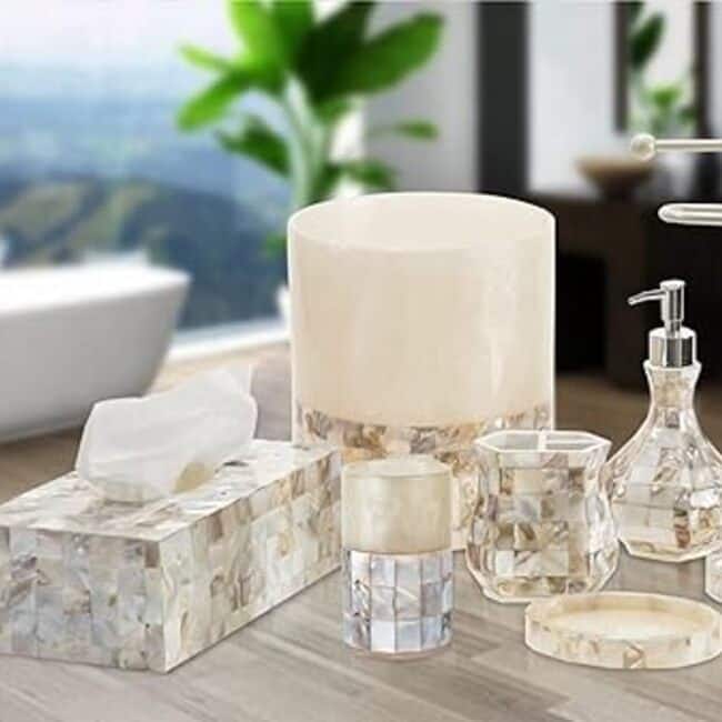 Creative Scents Milano Square Tissue Box Cover - Mother of Pearl - pearl