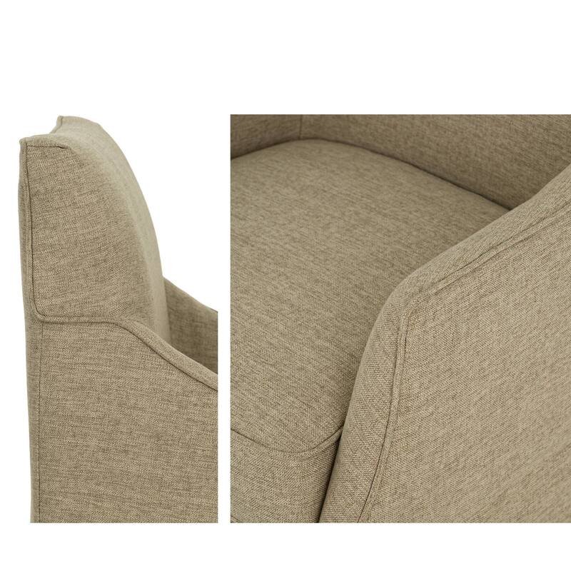 Roomfitters Upholstered Dining Armchair, Traditional Martha Stewart Bedford Collection Seating with Hidden Casters, Beige