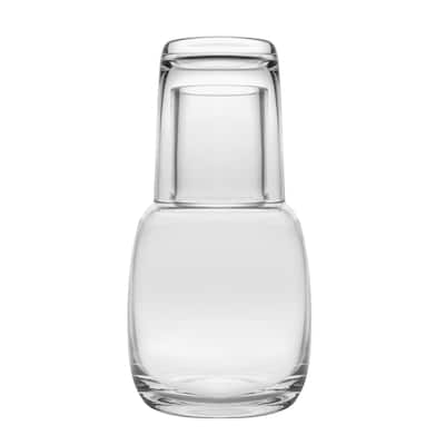 Glass 2 Piece Water Set -Bedside Night Carafe -W/ Tumbler-24Oz - 24 Oz.