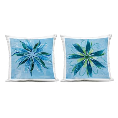 Stupell Whimsical Flower Shapes Printed Outdoor Throw Pillow Design by Liz Jardine (Set of 2)