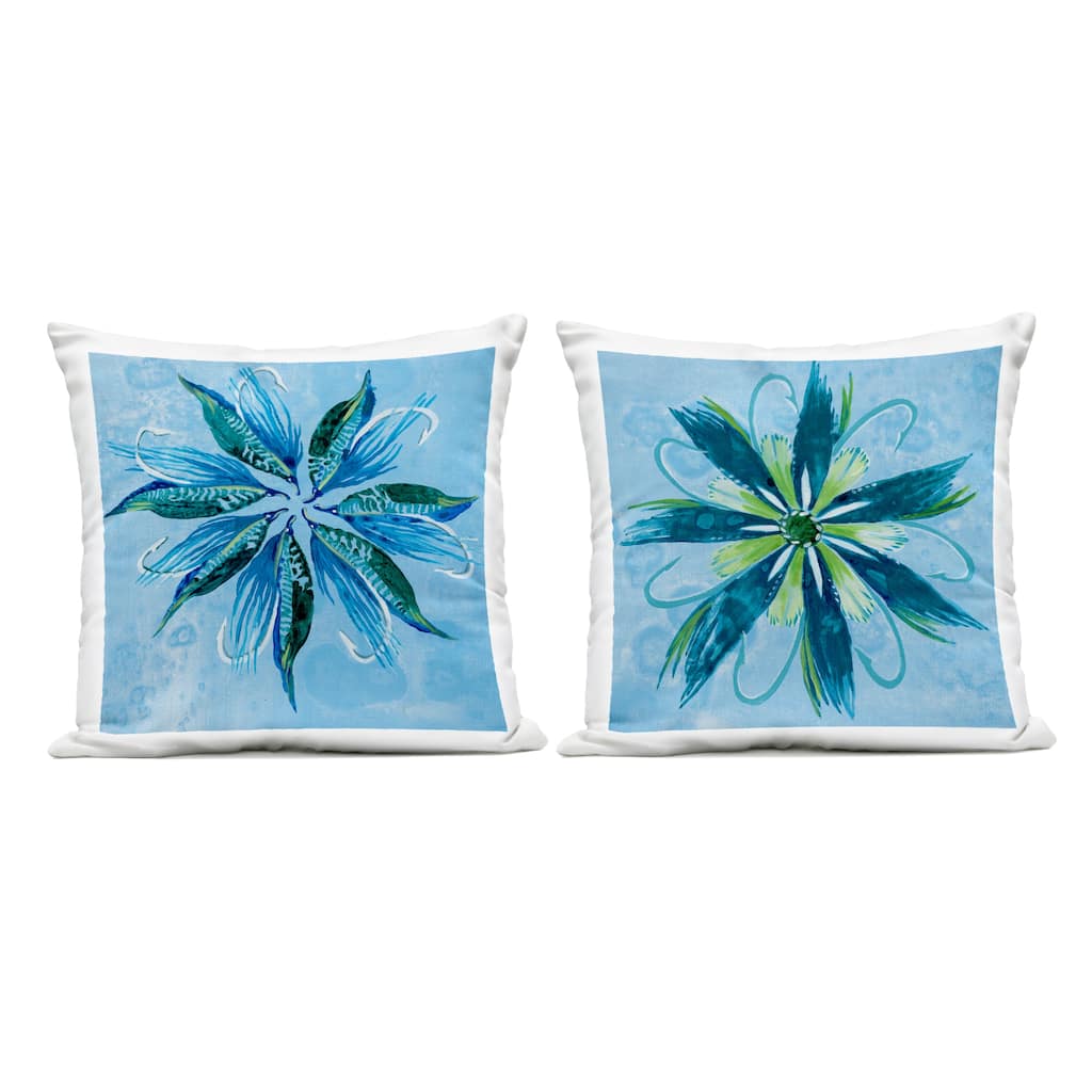 Stupell Whimsical Flower Shapes Printed Outdoor Throw Pillow Design by Liz Jardine (Set of 2)