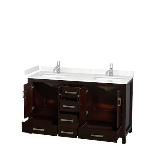 Sheffield Double Bathroom Vanity Set, Cultured Top, No Mirror