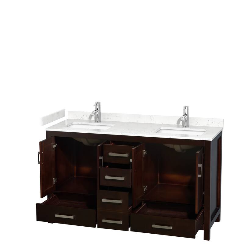 Sheffield Double Bathroom Vanity Set, Cultured Top, No Mirror