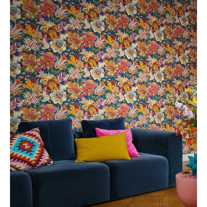 Rasch Odisha Orange Jacobean Floral Wallpaper