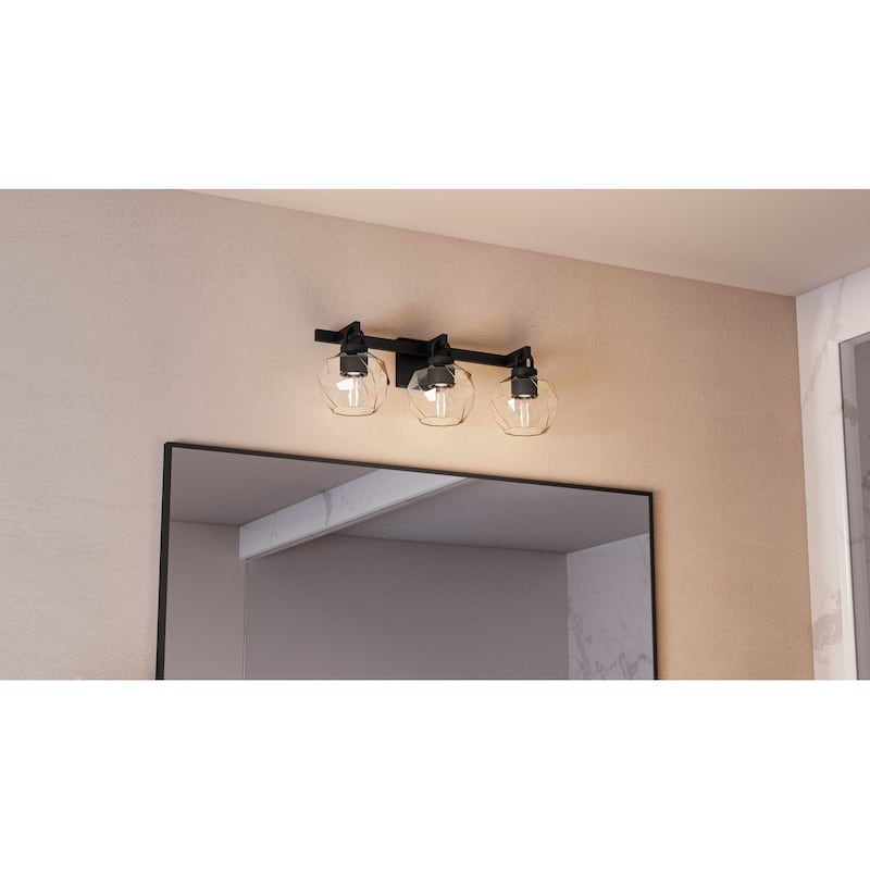 Celina 3-Light Matte Black Bath Light