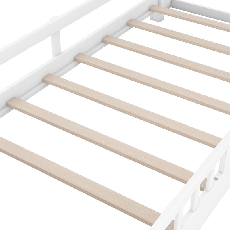 Twin Pine Low Bed with LED, Storage & Guardrail