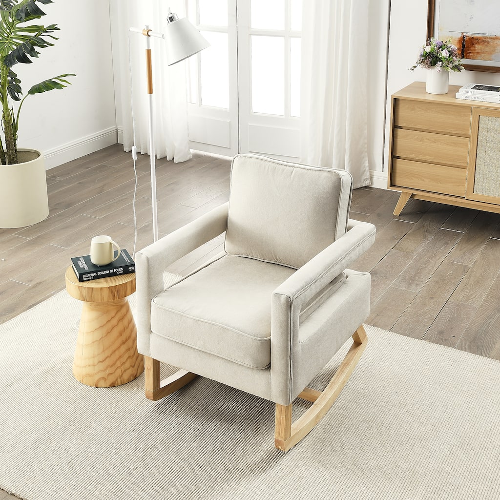 26"W Modern Hollow Design Accent Living Room Lounge Arm Rocking Chair, ergonomic backrest Chair for living room