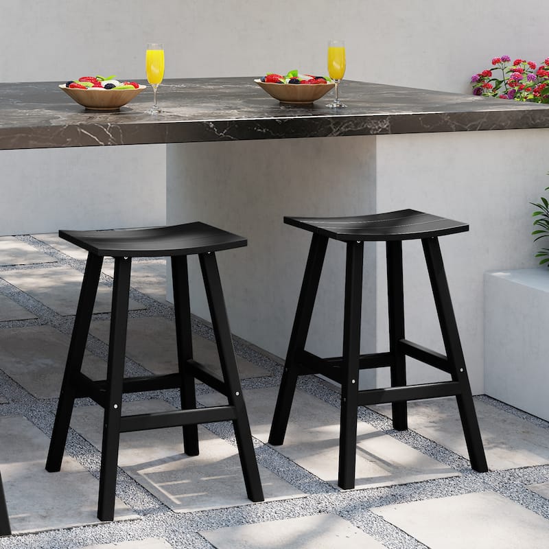 Laguna Hdpe All Weather Outdoor Patio 29" Saddle Seat Bar Stool (Set Of 2)