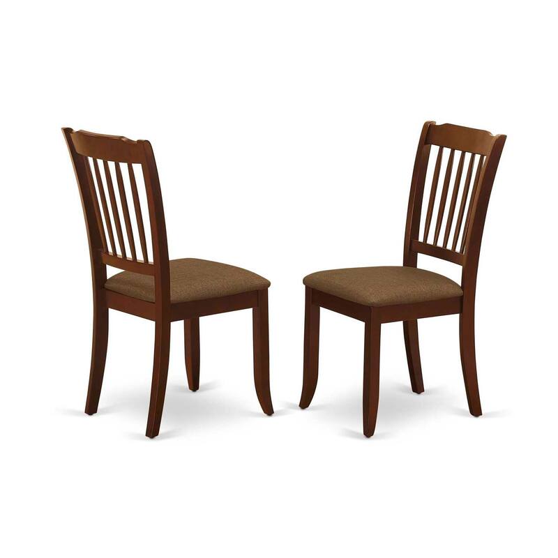 HomeStock 7-Piece Rectangle Mahogany Finish Solid Wood Top Dining Table with 6 Chairs with Slat Back