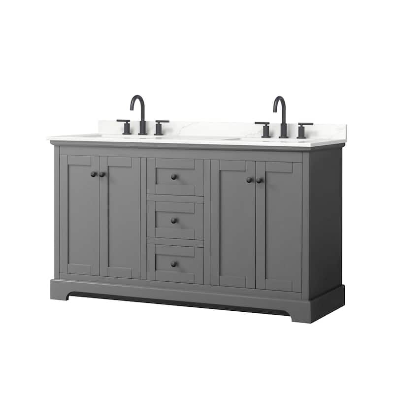 Wyndham Collection WCV232360D-QTZ-US3MXX Avery 60" Free Standing - Dark Gray / Giotto Quartz Top / Matte Black