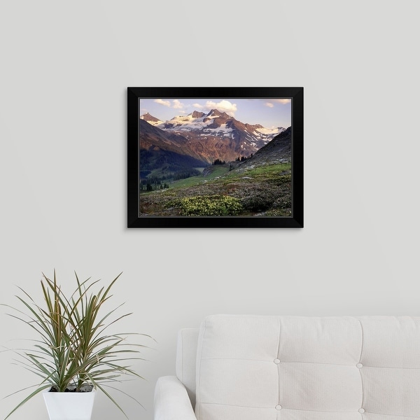 "Spilllimacheen Glacier from meadow basin of Silent Mountain, Canada" Black Framed Print