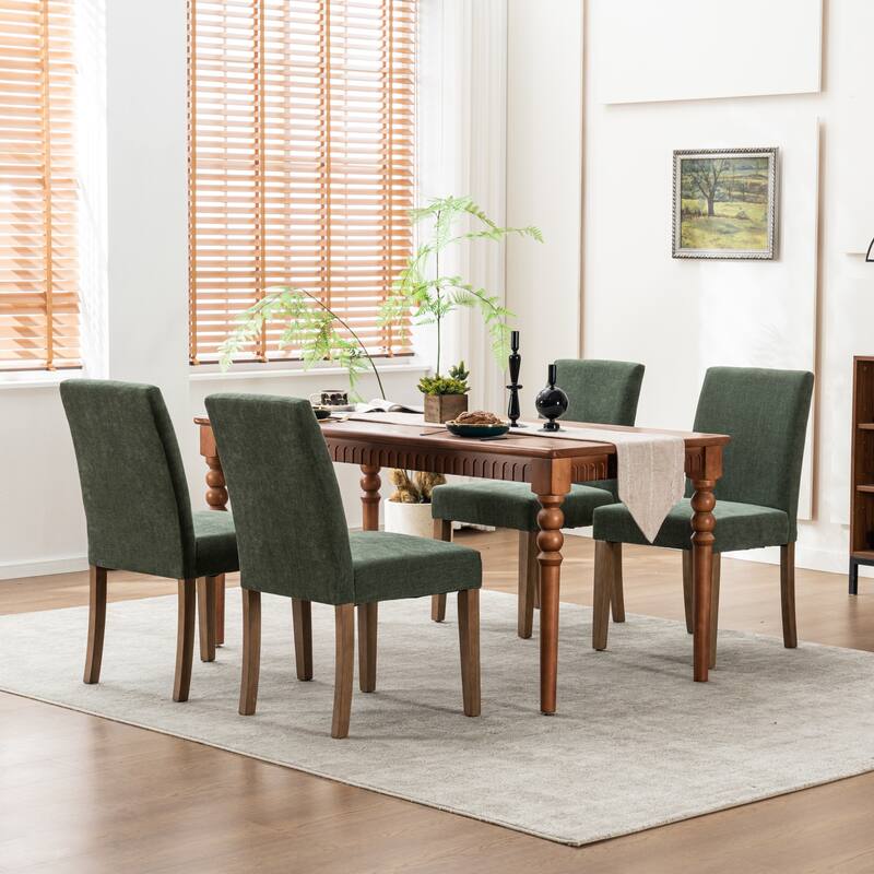 Upholstered Modern Dining Chairs, Linen Fabric Side Chairs Set of 2