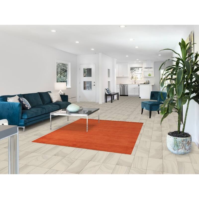 Gabbeh Modern Oriental Rug Handmade Orange Solid Wool Carpet - 5'1" x 6'2"