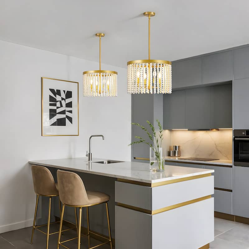 Modern Chandelier Dimmable Black and Gold Drum Chandeliers Light Fixture for Living Room Dining Room