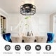 preview thumbnail 41 of 105, Caged Ceiling Fan with Light and Remote, 11.8–28 Inch Low Profile Fandelier, 6-Speed Quiet DC Motor, Black/Satin Nickel