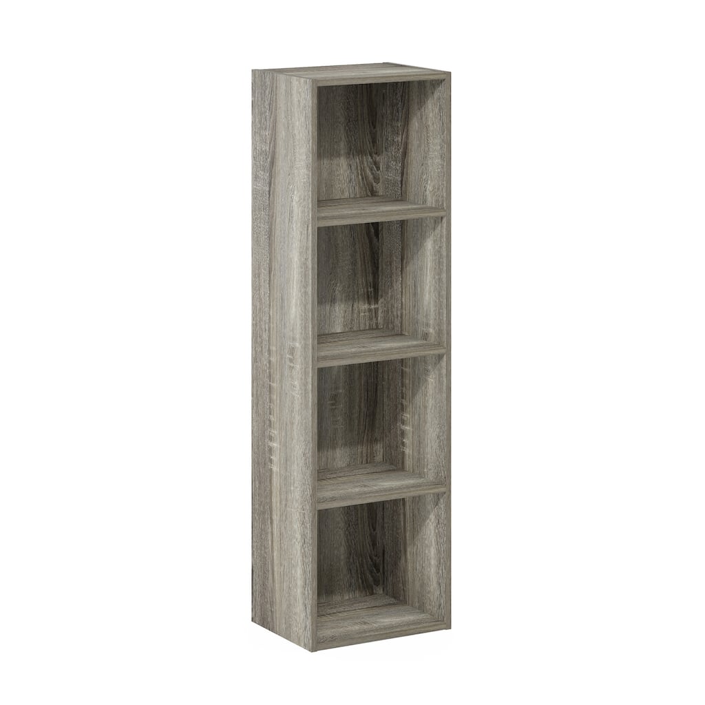 42 in. Tall French Oak Grey Wood 4-Shelf Bookcase