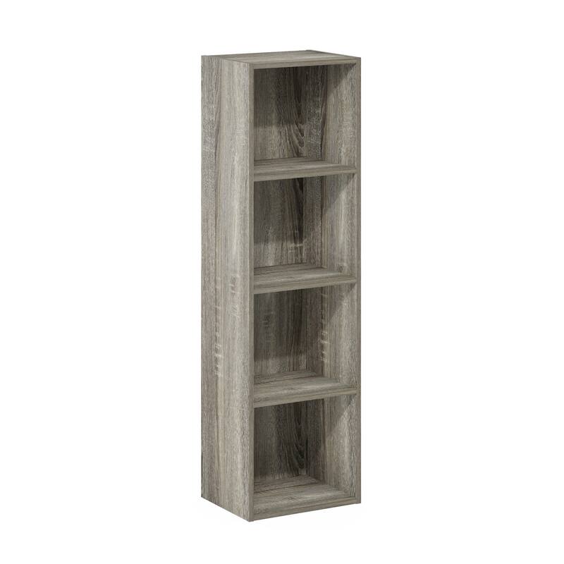 42 in. Tall French Oak Grey Wood 4-Shelf Bookcase