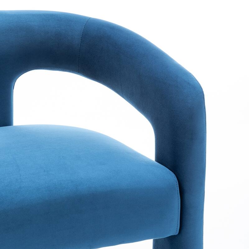 SEYNAR Modern Velvet 34.6''H Fixed Height Open-Back Bar Stool with Metal Footrest