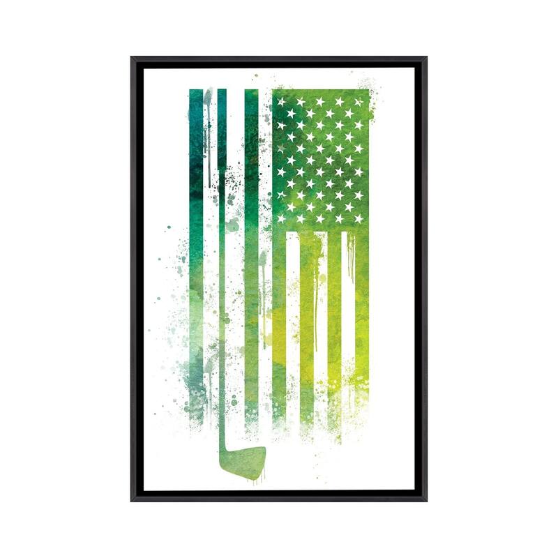 iCanvas "Golf Sports Flag" by 5by5collective Framed - Ebony - 40x26