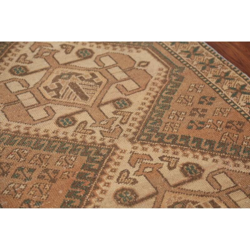 Geometric Bakhtiari Persian Runner Rug Handmade Wool Carpet - 3'4"x 9'6"