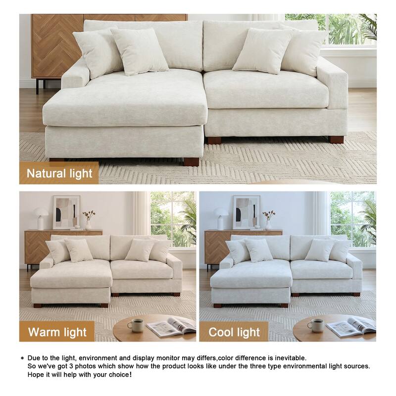 Oversized Modern Chenille Modular Sectional Sofa with Chaise