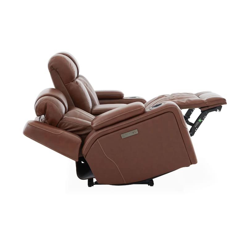 Liberty Furniture Caswell Power Loveseat with Console Chestnut Leather - Width 82" x Depth 40" x Height 42"