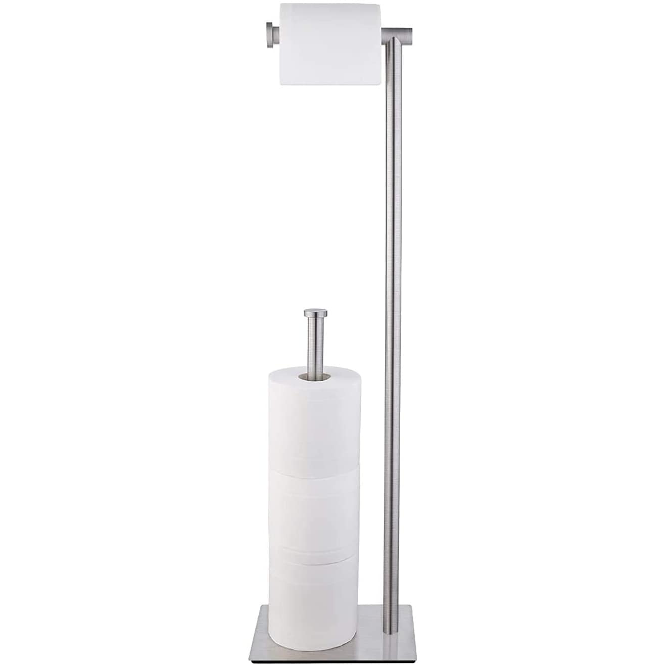 29 Height Freestanding Toilet Paper Holder with Reserve Silver Brushed