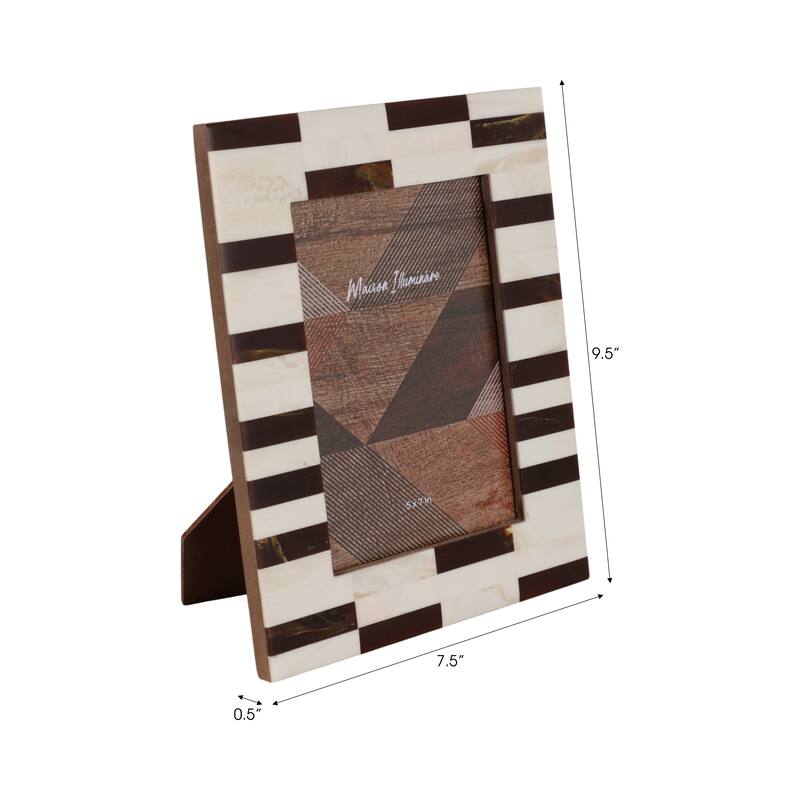 Resin Picture Frame Geometric Cutout Design Modern Glam - 5x7" Brown