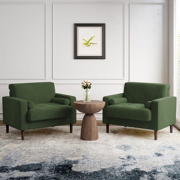 slide 2 of 53, Modern Upholstered Corduroy Accent Chair With Arms Pillows GREEN 2 SET