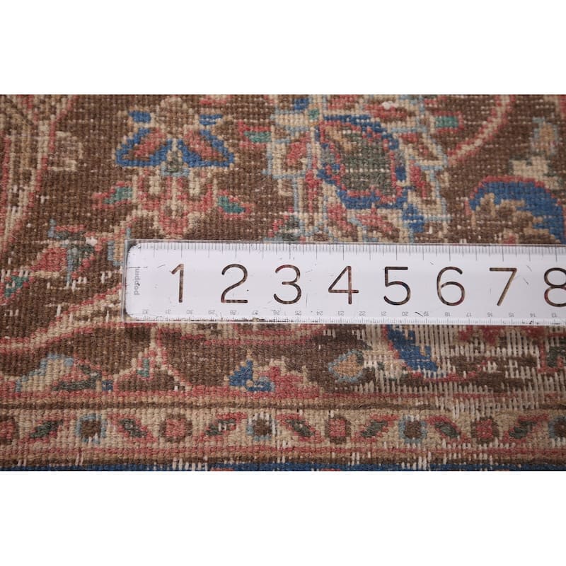 Distressed Pink Mashad Persian Vintage Rug Handmade Wool Carpet - 6'5"x 9'5"