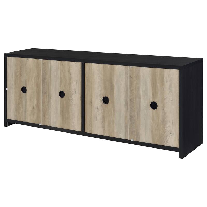 Denison 79-Inch 4-Door TV Stand Media Console Black