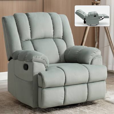 Lazy Boy Swivel Rocker Fabric Recliner Chair, Overstuffed Large Manual Recliner Glider with Pillow Top Arms and Cushion Back