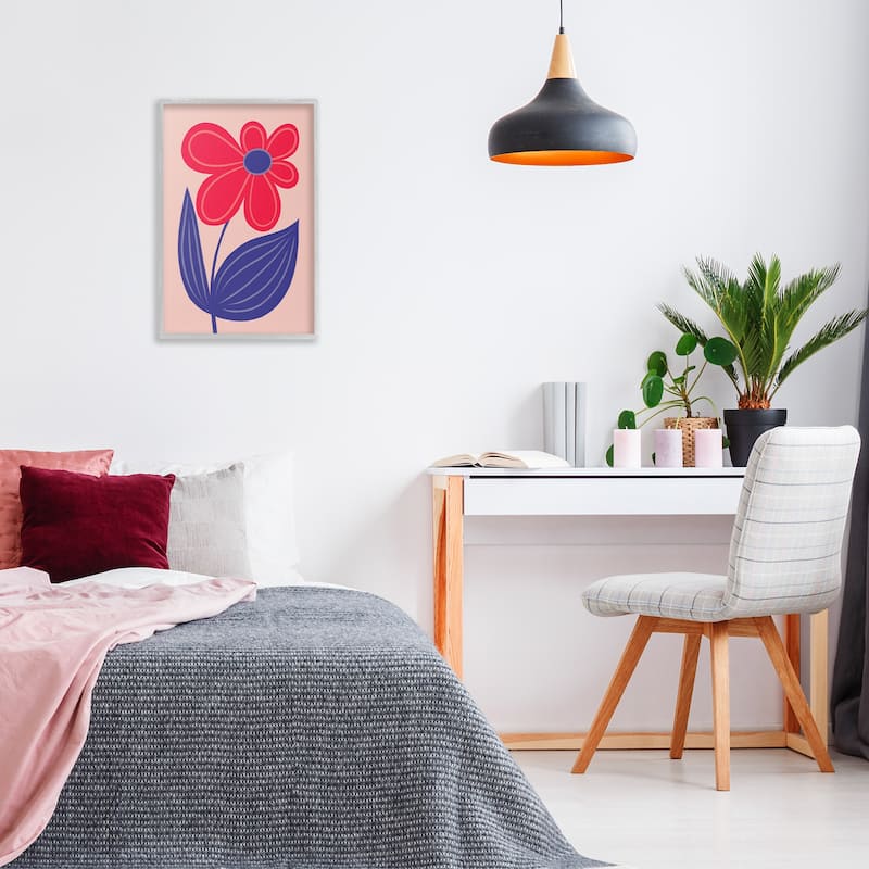 Stupell Playful Bold Red Daisy Framed Giclee Art Design By Martina Pavlova