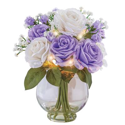 LED Lighted Rose Centerpiece with Vase - 11.750 x 6.630 x 6.500