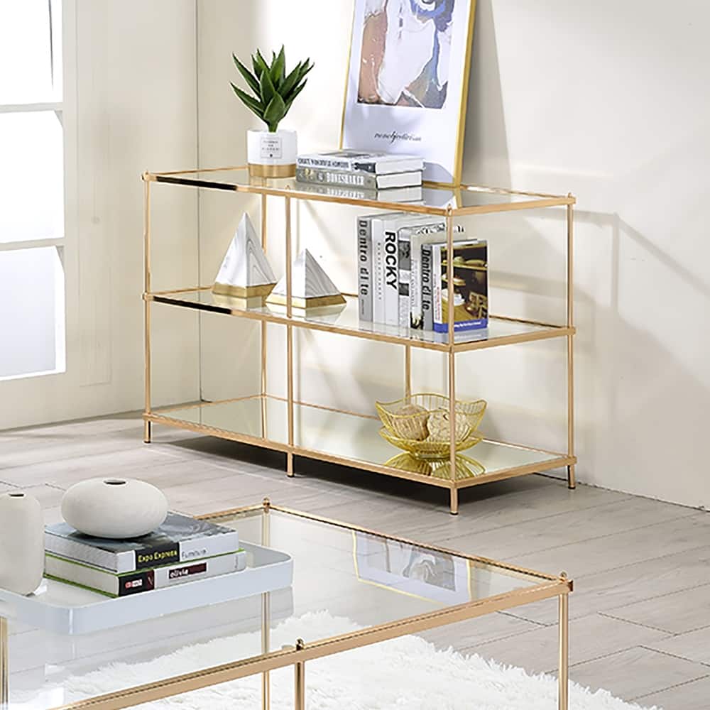 Scoles Contemporary 42-inch Glass 2-Shelf Sofa Table by Furniture of America