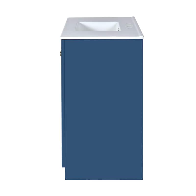 Blue Vanity for Bathroom Storage Cabinet with 2 Silent Glide Drawers